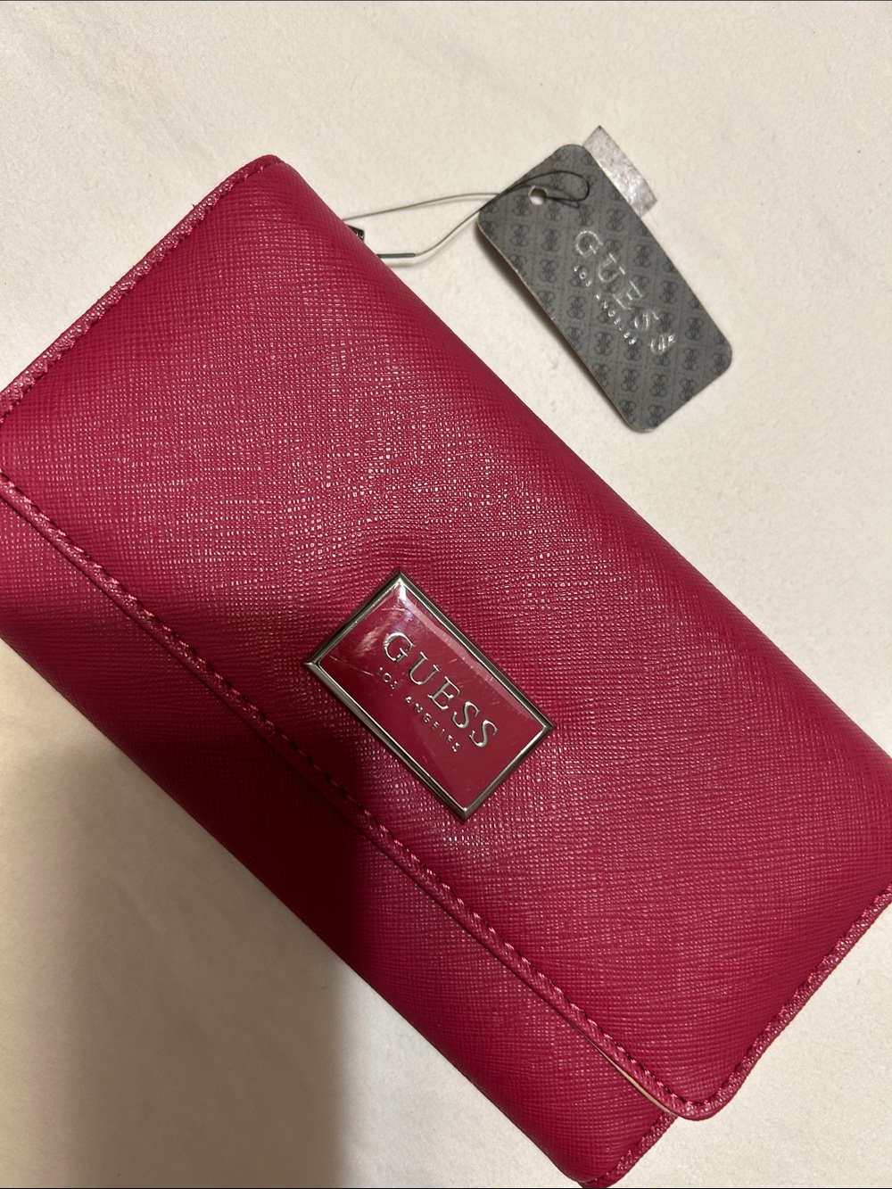 GUESS Hot Pink Saffiano Clutch Wallet